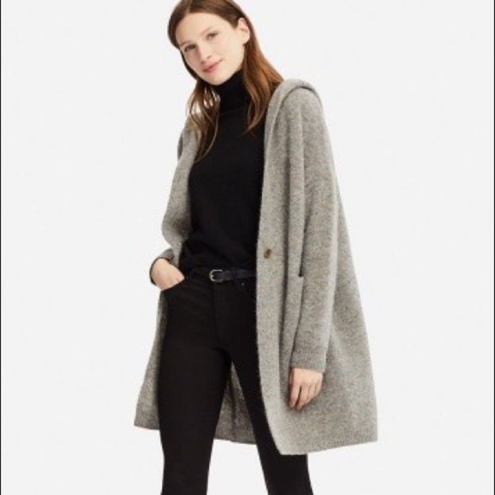 Uniqlo Hooded Wool Blend Knit Cardigan